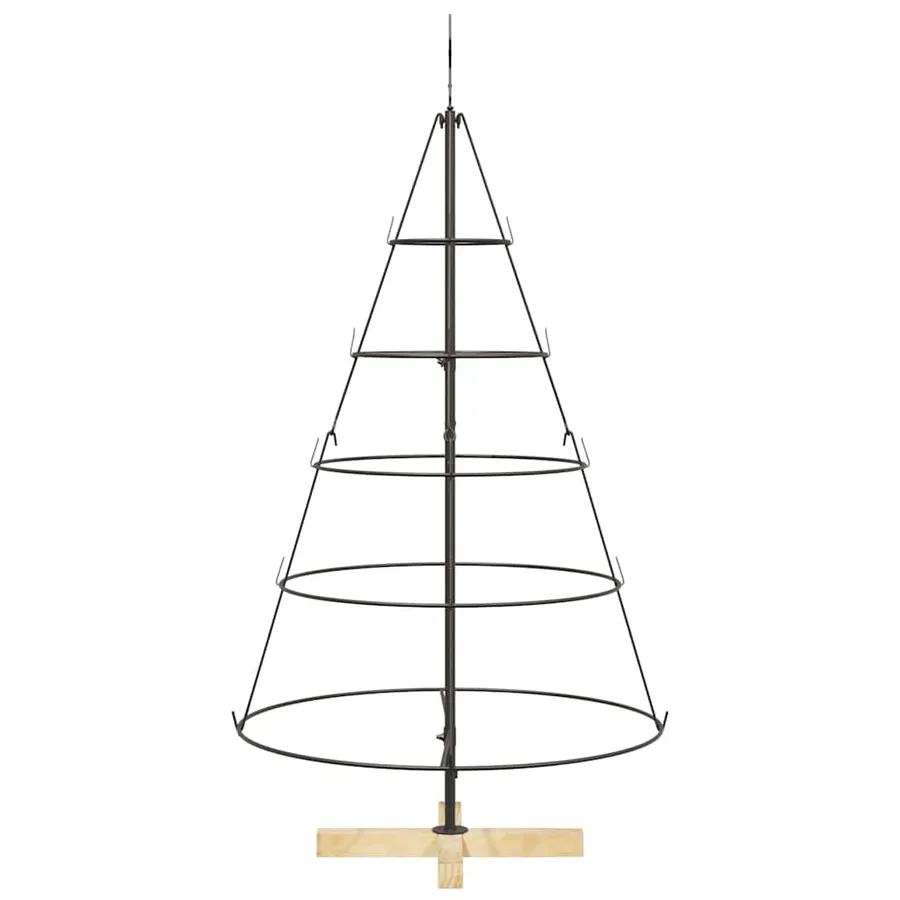 Arbre en cône de Noël avec support Noir 126 cm Acier - 6