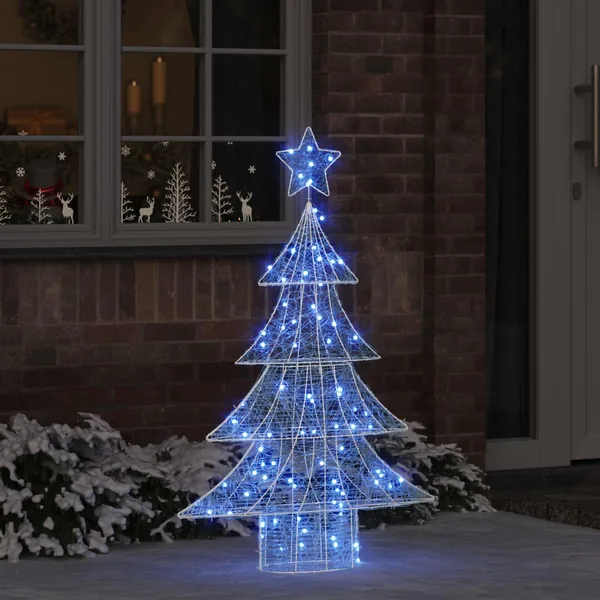 Sapin de Noël avec 100 LED Bleu 120 cm Acrylique