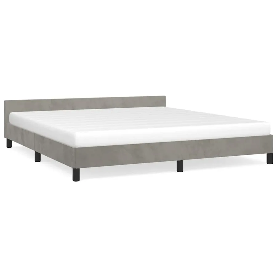 Cadre de lit sans matelas gris clair 180x200 cm velours - 2