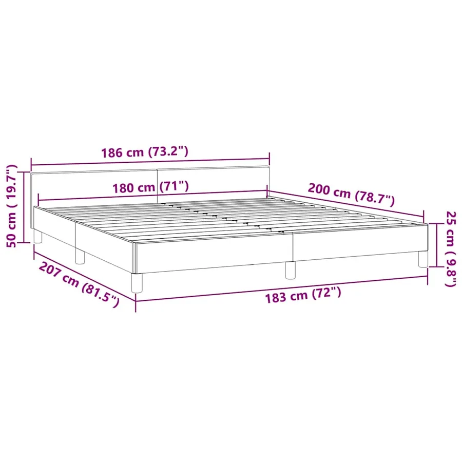 Cadre de lit sans matelas gris clair 180x200 cm velours - 9
