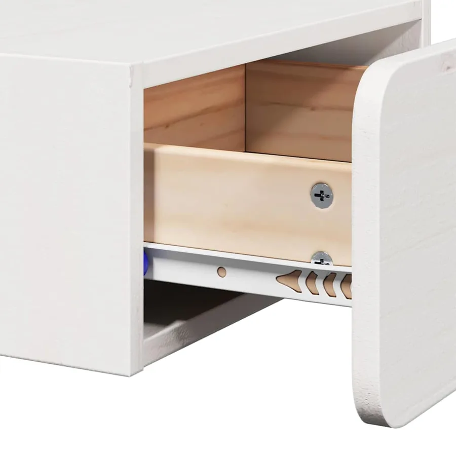 Table de chevet Blanc 39 x 34 x 16,5 cm Bois massif en pin - 8