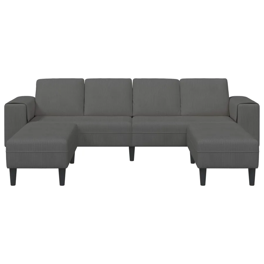 Canapé Gris foncé 250 x 188 x 76 cm Tissu en velours côtelé - 4