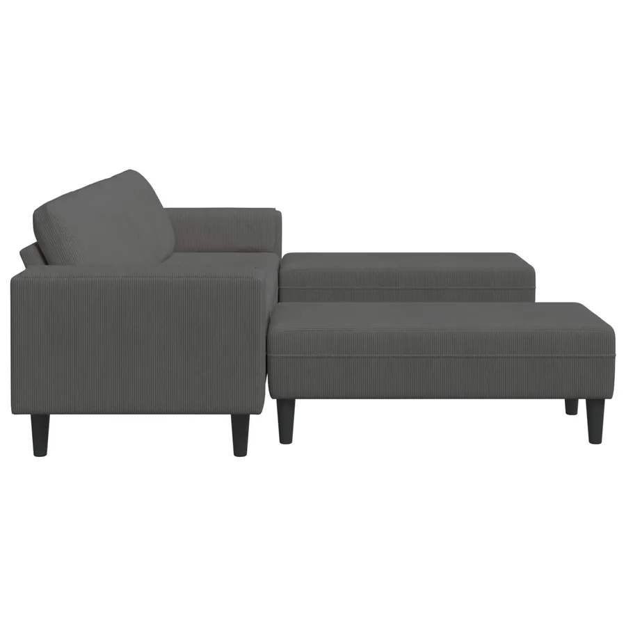 Canapé Gris foncé 250 x 188 x 76 cm Tissu en velours côtelé - 5