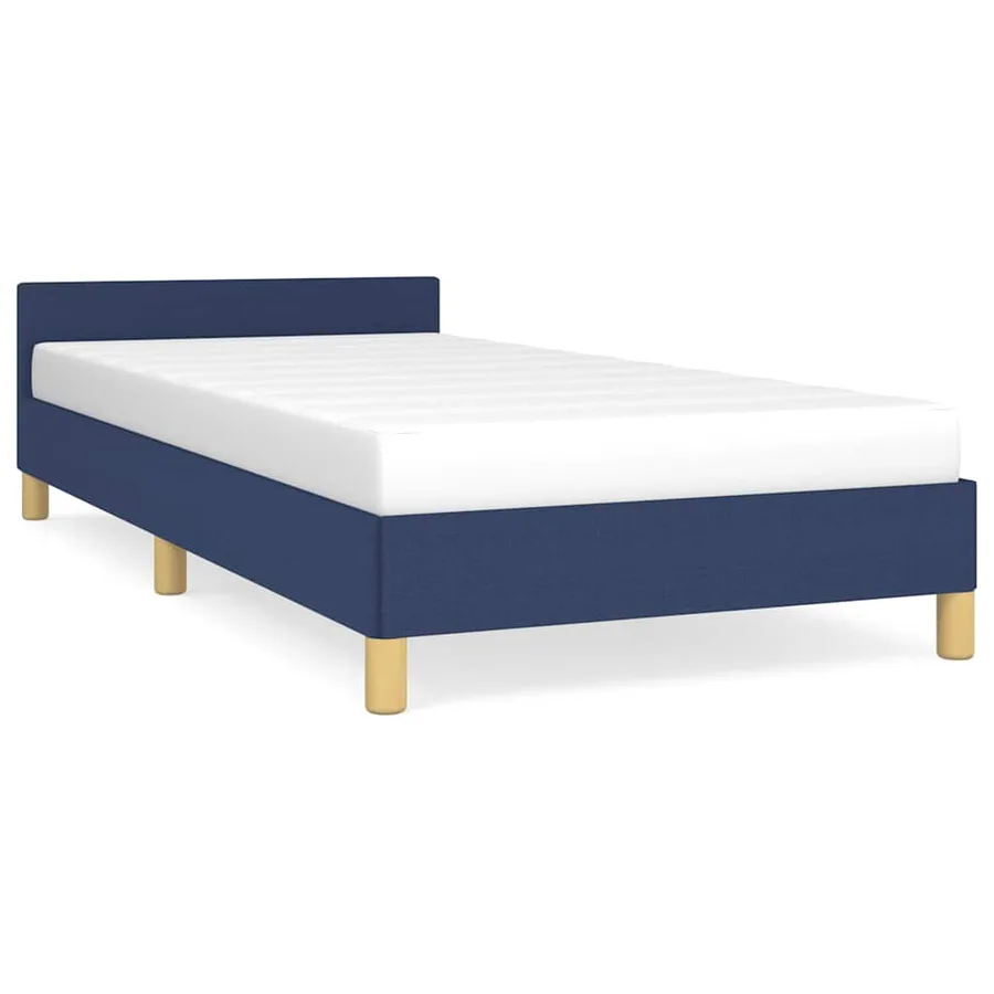 Cadre de lit avec tête de lit sans matelas bleu 80x200 cm tissu - 2