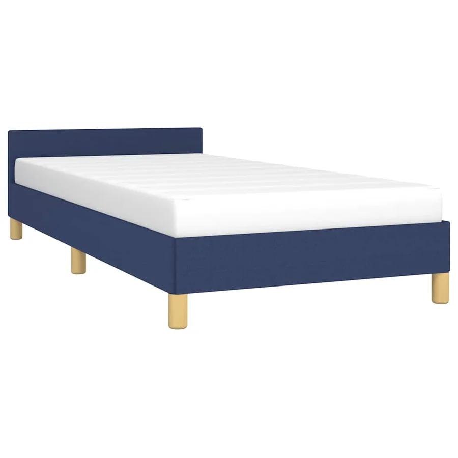 Cadre de lit avec tête de lit sans matelas bleu 80x200 cm tissu - 3