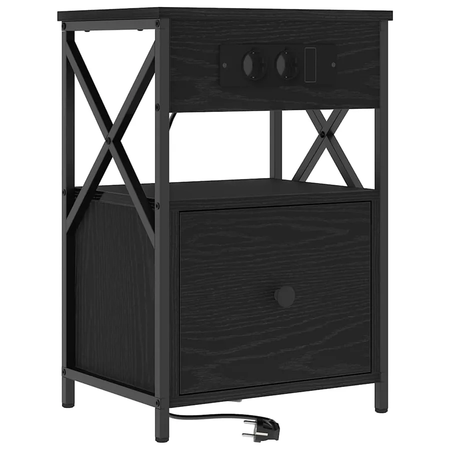 Cabinet de chevet Chêne noir 40 x 31 x 60 cm Bois d'ingénierie - 2