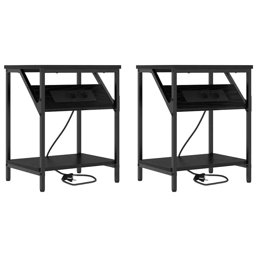 Cabinet de chevet 2 pcs Chêne noir 38 x 30 x 48 cm - 2