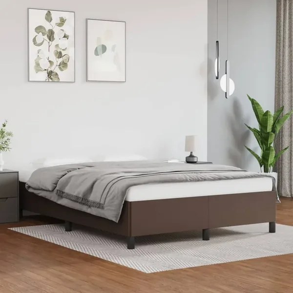 Cadre de lit sans matelas marron 140x190 cm similicuir