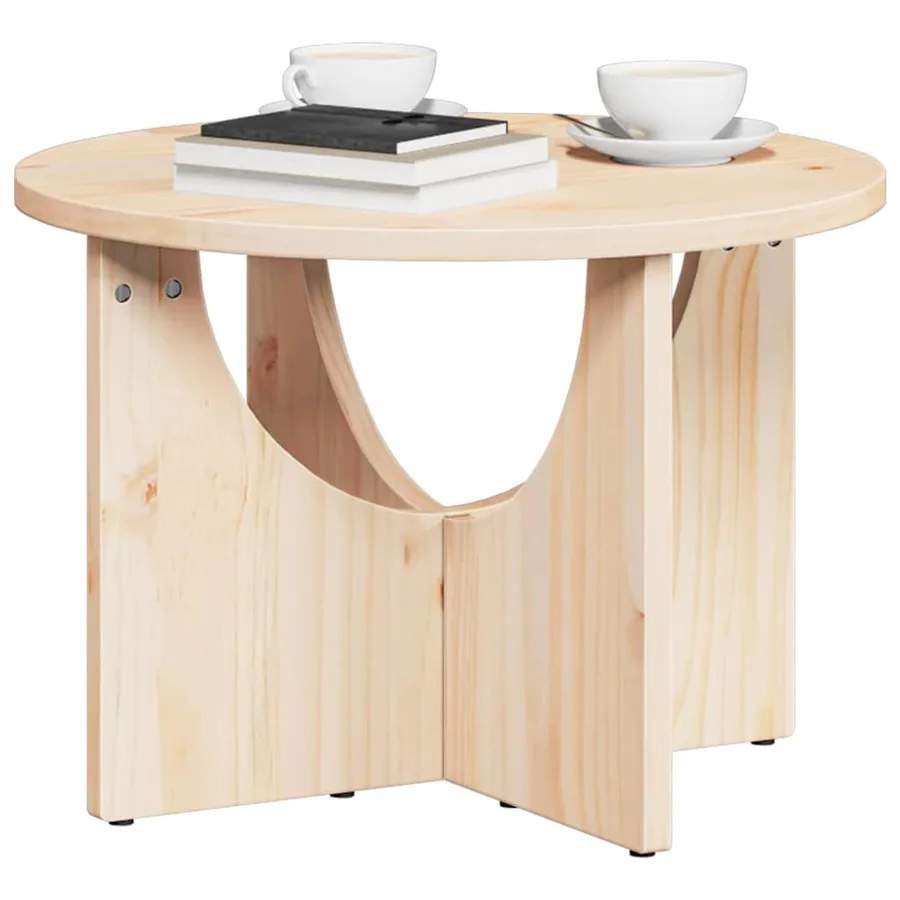 Table basse Naturel 50 x 50 x 35 cm Bois massif en pin - 3