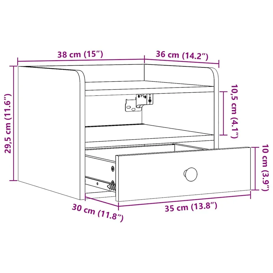 Table de chevet Brun cire 38 x 36 x 29,5 cm Bois massif en pin - 13