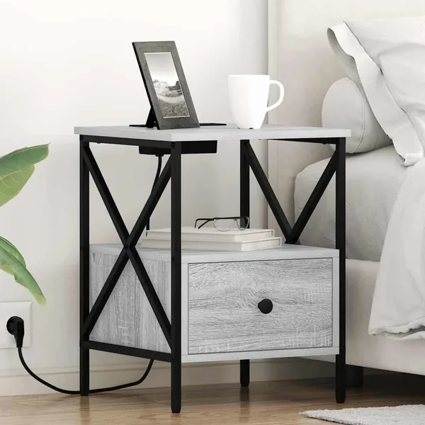 Cabinet de chevet 2 pcs Gris Sonoma 41,5 x 40,5 x 55 cm