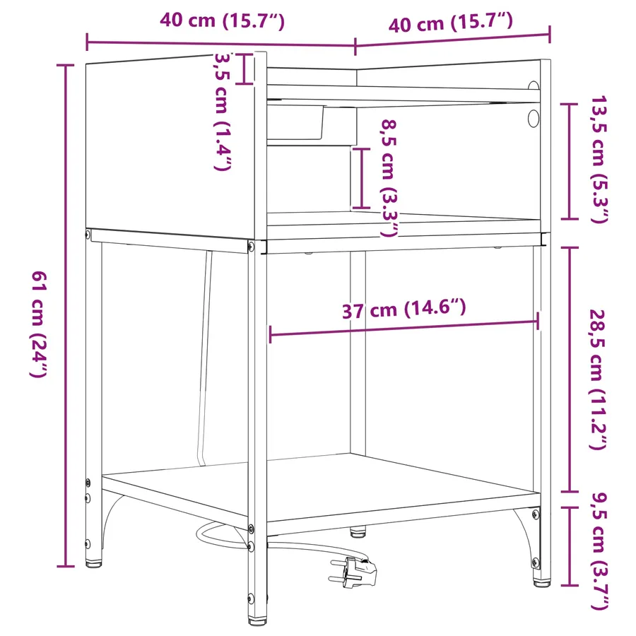 Cabinet de chevet 2 pcs Chêne Sonoma 40 x 40 x 61 cm - 9