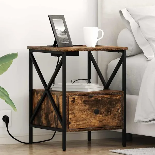 Cabinet de chevet 2 pcs Chêne fumé 41,5 x 40,5 x 55 cm