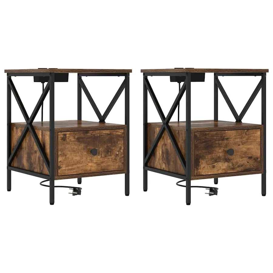 Cabinet de chevet 2 pcs Chêne fumé 41,5 x 40,5 x 55 cm - 2