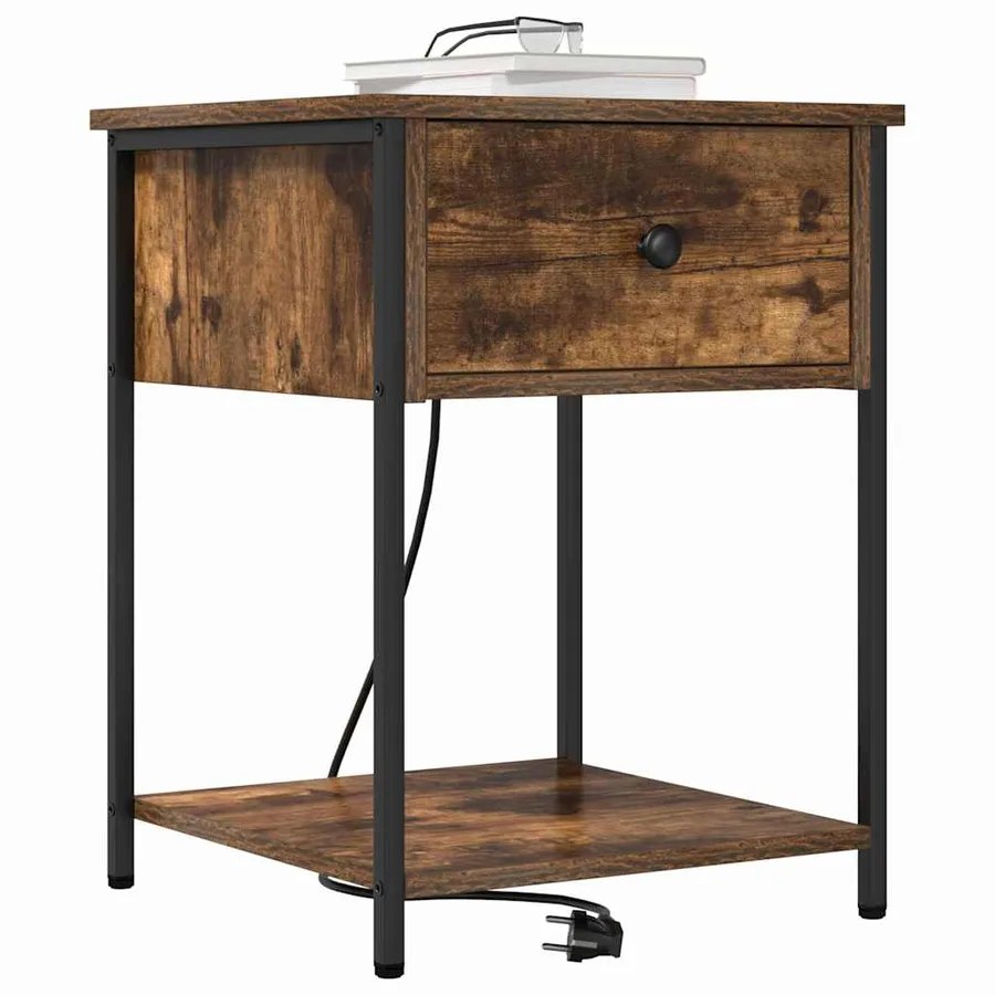 Cabinet de chevet avec tiroir 2 pcs Chêne fumé 42 x 41 x 56 cm - 3