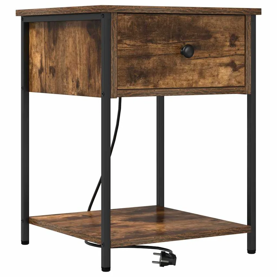 Cabinet de chevet avec tiroir 2 pcs Chêne fumé 42 x 41 x 56 cm - 5