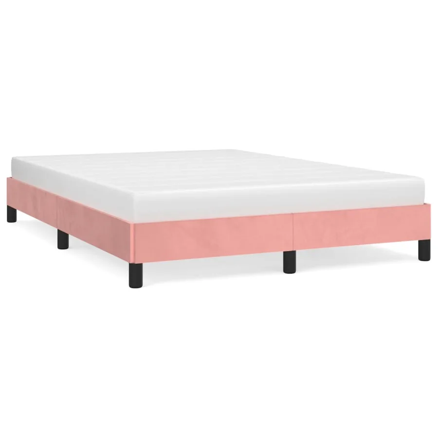 Cadre de lit sans matelas rose 140x200 cm velours - 2