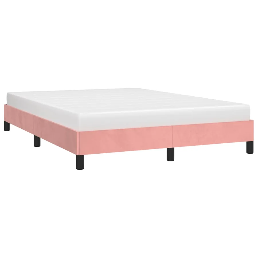 Cadre de lit sans matelas rose 140x200 cm velours - 4