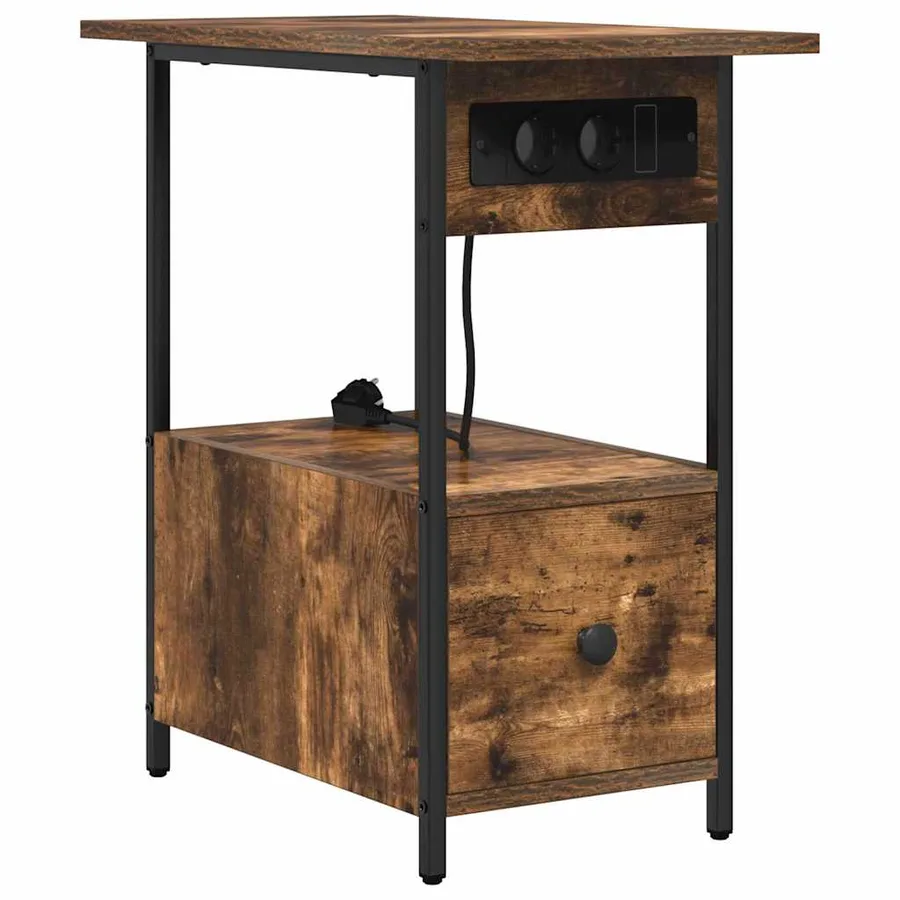 Cabinet de chevet Chêne fumé 60 x 30 x 61 cm Bois d'ingénierie - 2