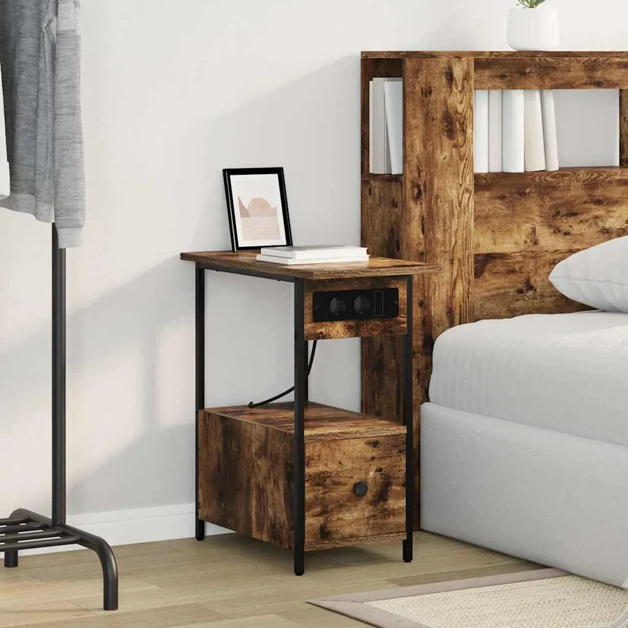 Cabinet de chevet Chêne fumé 60 x 30 x 61 cm Bois d'ingénierie - 4