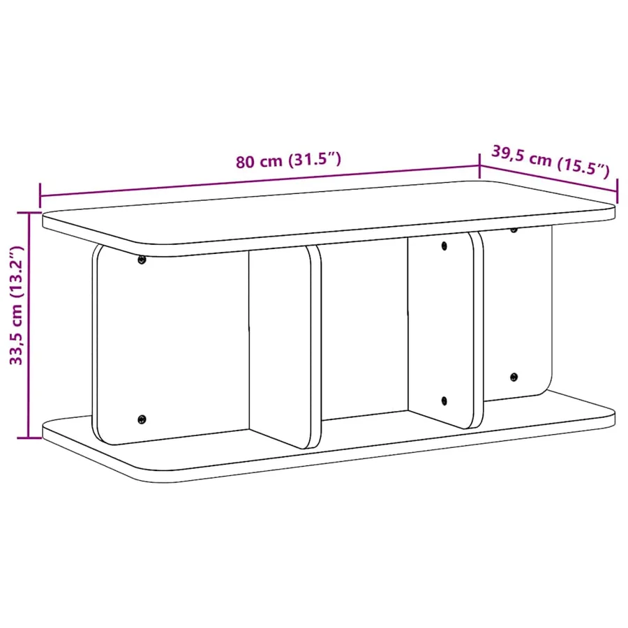 Table basse Brun cire 80 x 39,5 x 33,5 cm Bois massif en pin - 13