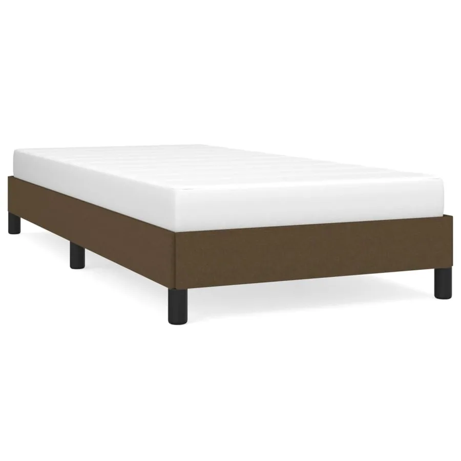 Cadre de lit sans matelas marron foncé 90x200 cm tissu - 2