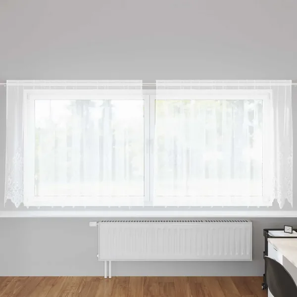 Rideau en Dentelle Floral Blanc 180 x 300 cm Polyester