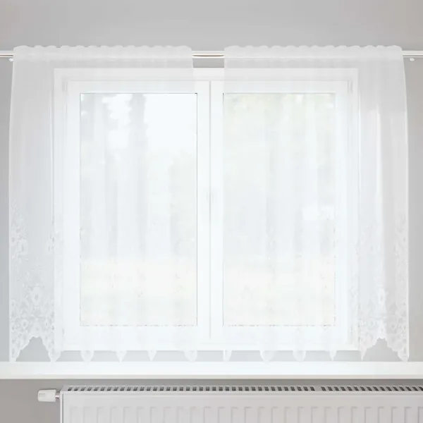 Rideau en Dentelle Floral Blanc 180 x 150 cm Polyester