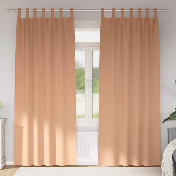 Rideaux occultants avec anneaux 2 pcs Marron Clair 225 x 140 cm