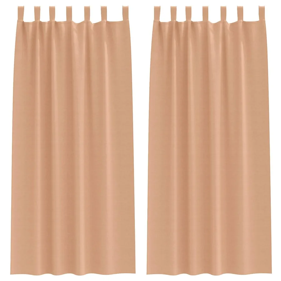 Rideaux occultants avec anneaux 2 pcs Marron Clair 225 x 140 cm - 2