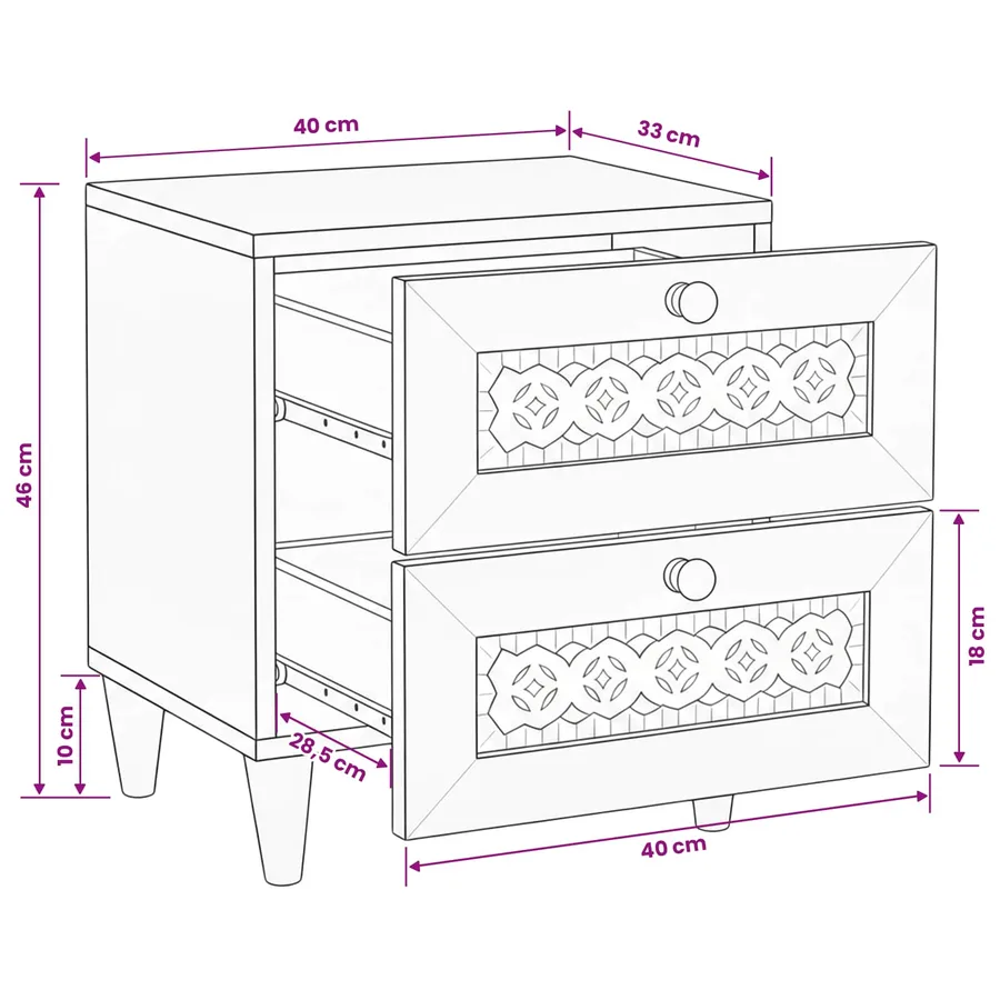 Table de chevet 2 pcs Blanc 40 x 33 x 46 cm Bois d'ingénierie - 12