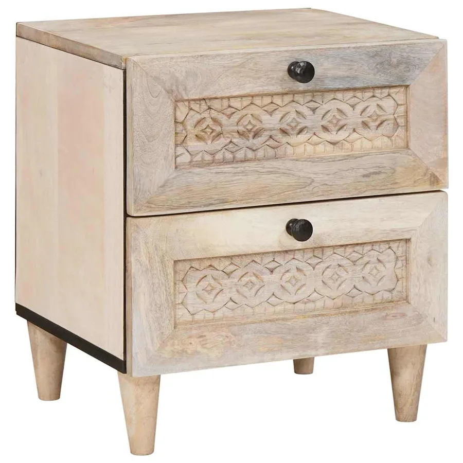Table de chevet 2 pcs Blanc 40 x 33 x 46 cm Bois d'ingénierie - 2