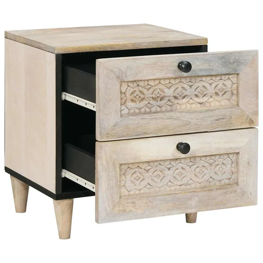 Table de chevet 2 pcs Blanc 40 x 33 x 46 cm Bois d'ingénierie - 3