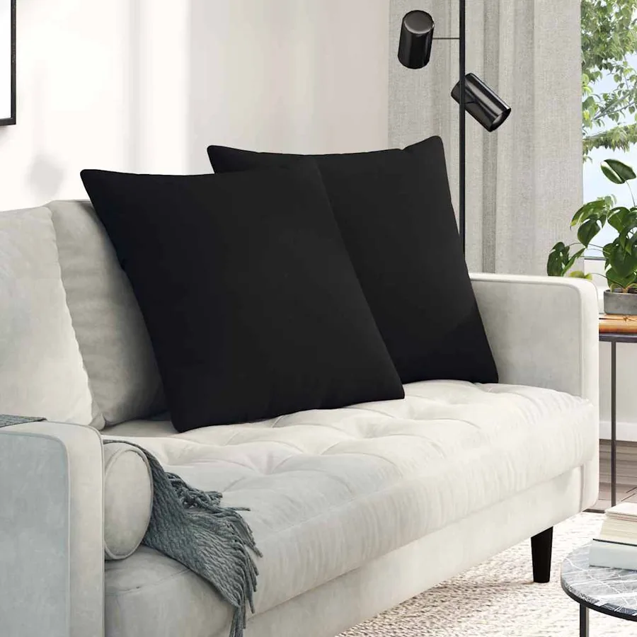 Coussins de canapé 2 pcs Noir 80 x 80 cm tissu
