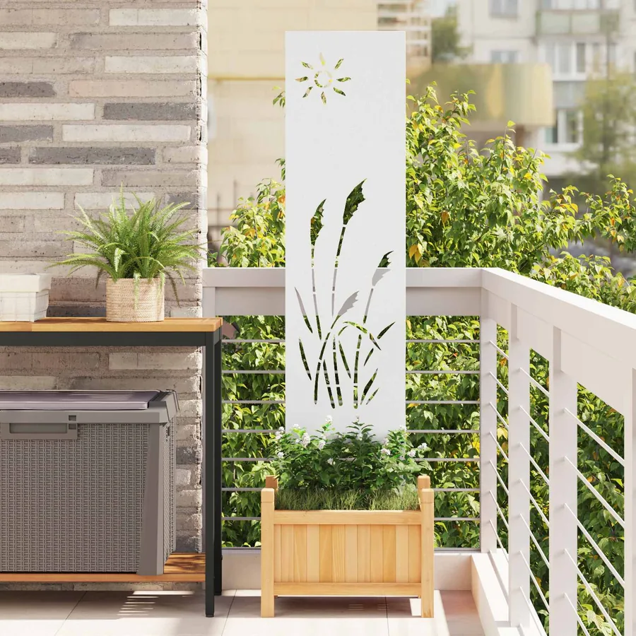 Écran de confidentialité de jardin Fretwork Blanc 32 x 140 cm