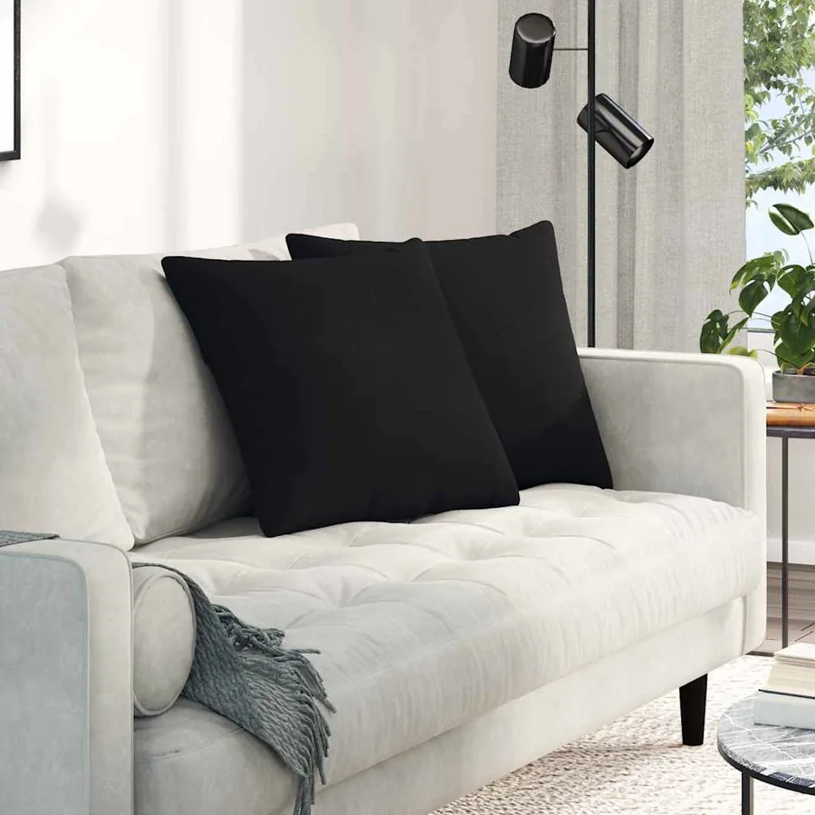 Coussins de canapé 2 pcs Noir 50 x 50 cm tissu