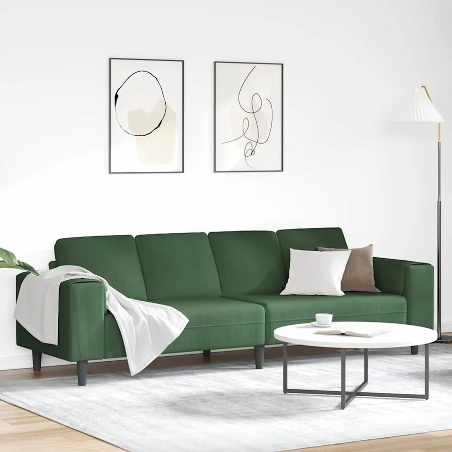 Canapé Vert foncé 250 x 77 x 76 cm Tissu en velours côtelé