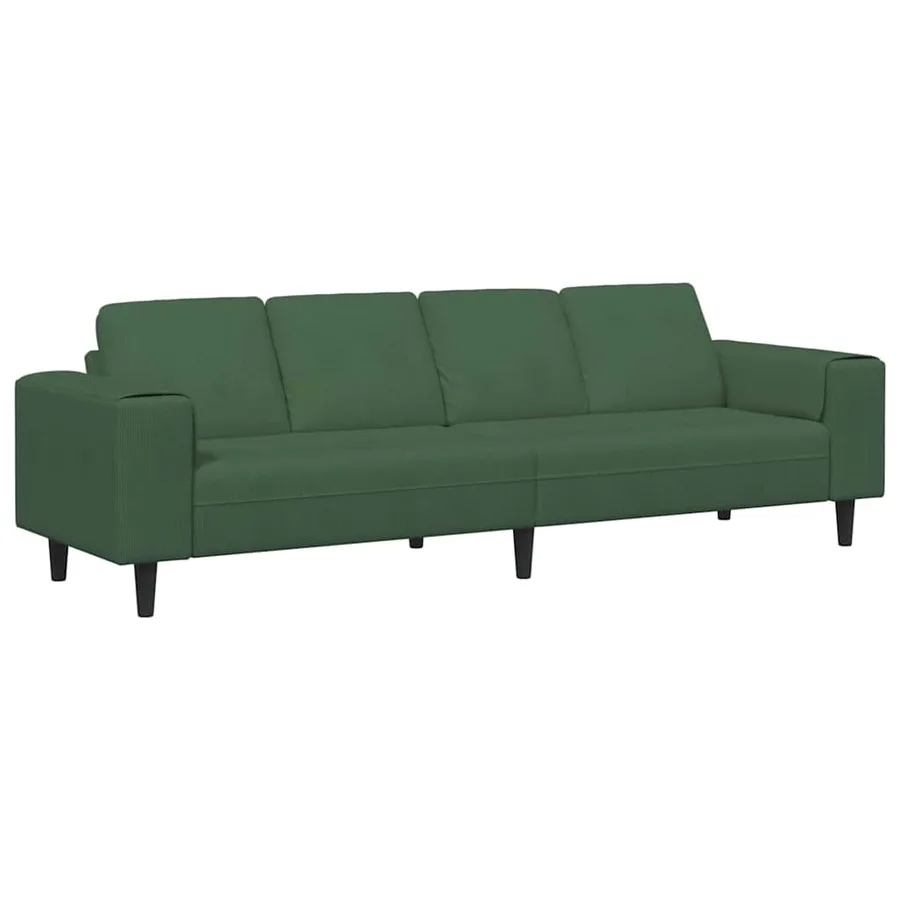 Canapé Vert foncé 250 x 77 x 76 cm Tissu en velours côtelé - 2
