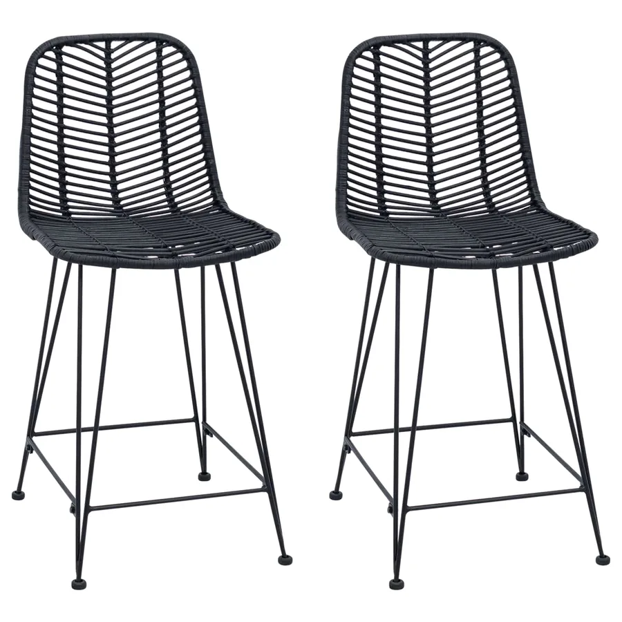 Chaise de bar 2 pcs 44,5 x 54,5 x 97,5 cm Rotin et métal - 2