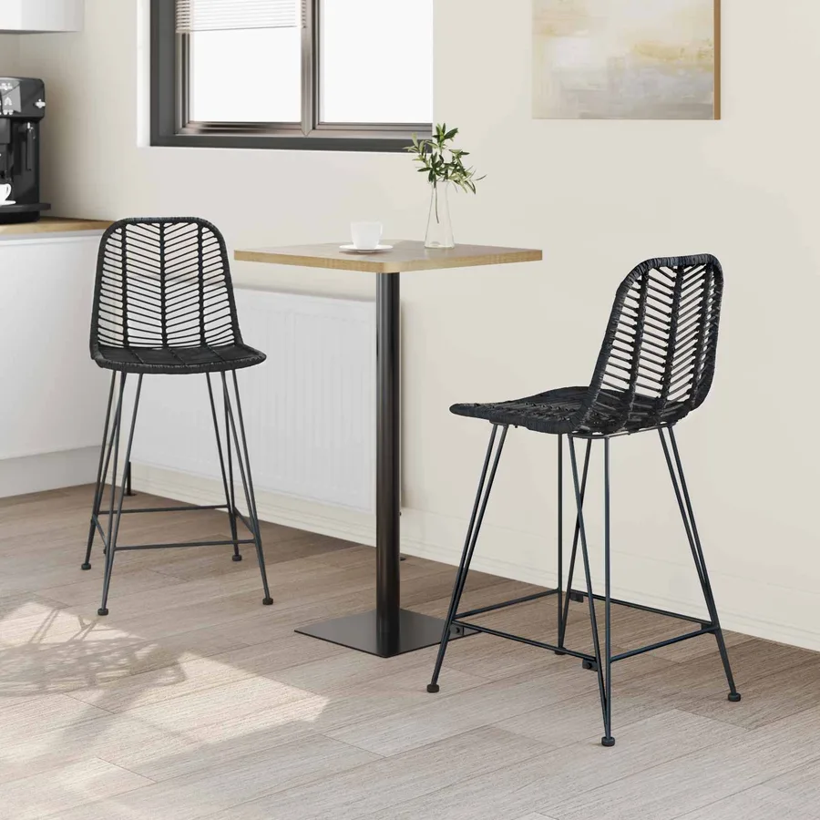 Chaise de bar 2 pcs 44,5 x 54,5 x 97,5 cm Rotin et métal - 3