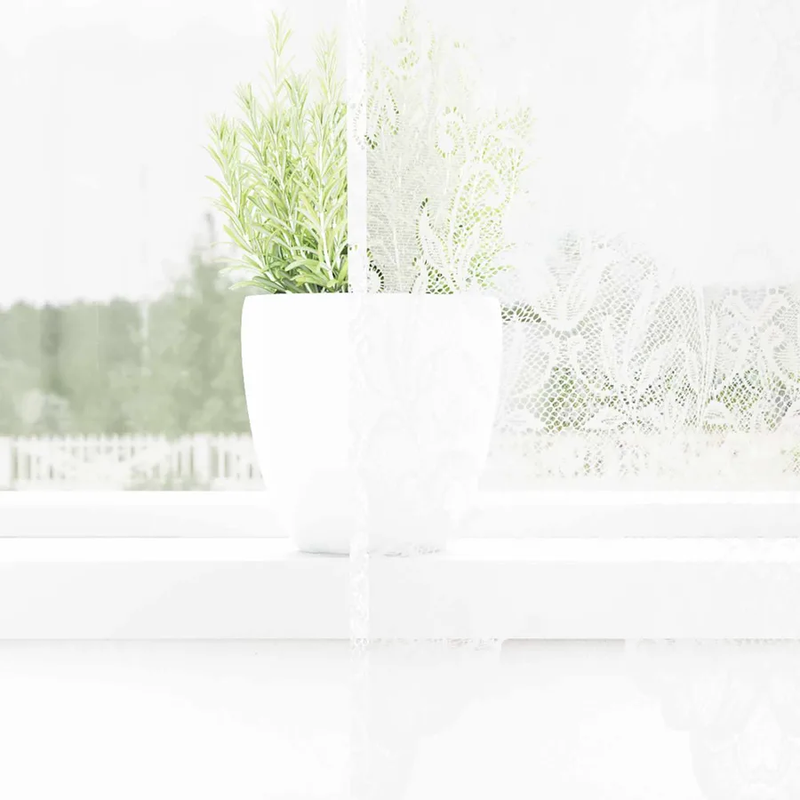 Rideau en Dentelle Floral Blanc 280 x 200 cm Polyester - 3