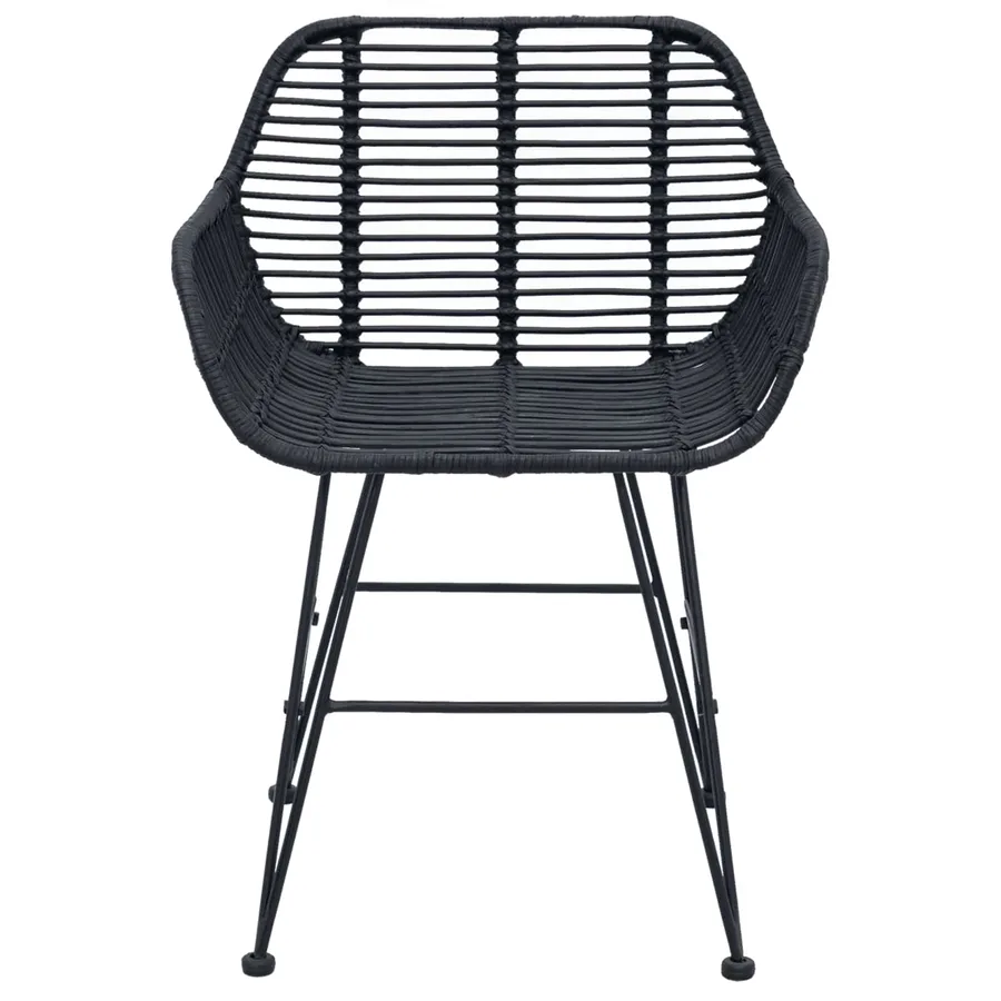 Chaise de salle à manger 2 pcs Rotin et métal Noir - 5