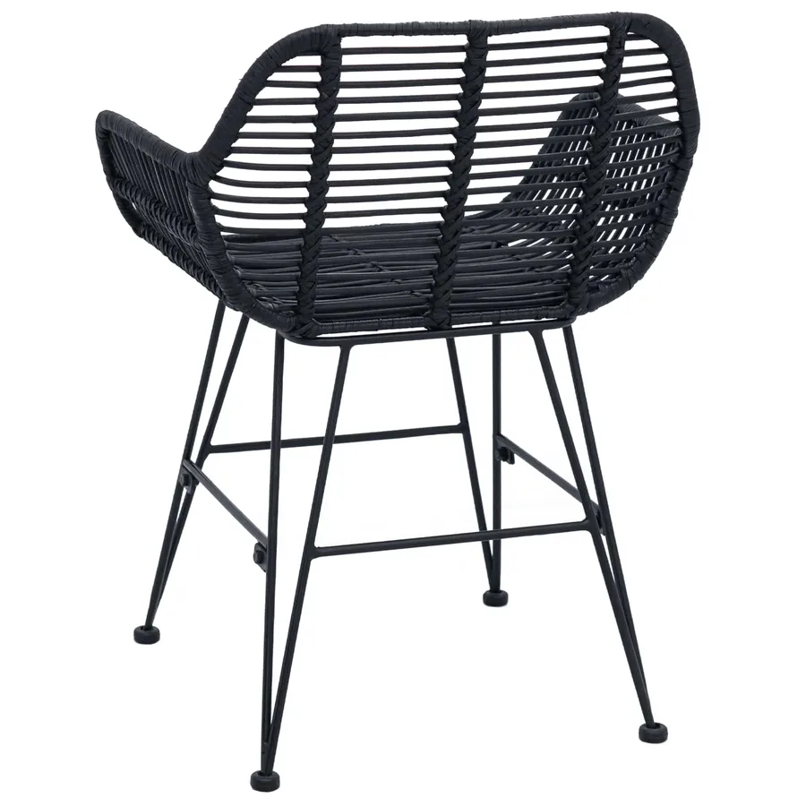 Chaise de salle à manger 2 pcs Rotin et métal Noir - 7