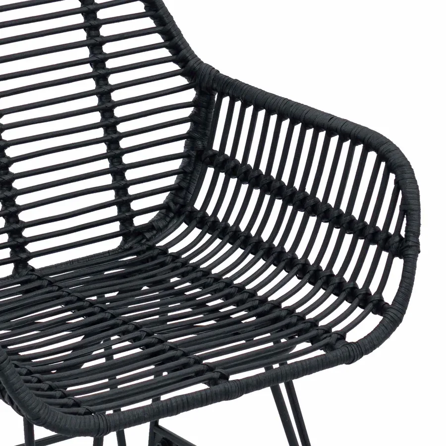 Chaise de salle à manger 2 pcs Rotin et métal Noir - 9