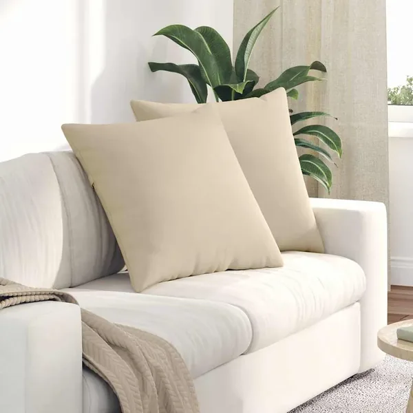 Coussins de canapé 2 pcs Crème 60 x 60 cm tissu