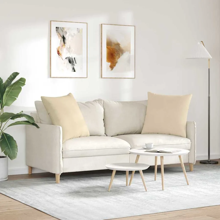 Coussins de canapé 2 pcs Crème 60 x 60 cm tissu - 4