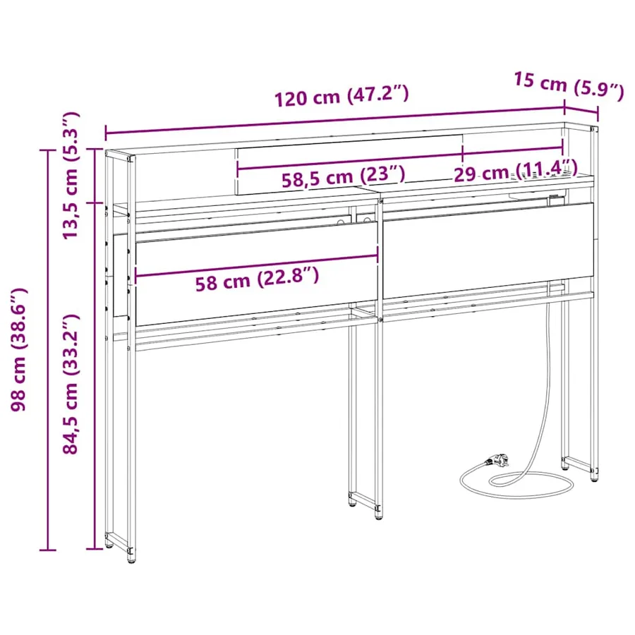 Tête de lit de rangement Chêne fumé Bois d'ingénierie - 13