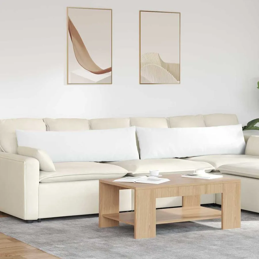Coussins de canapé 2 pcs Blanc 145 x 40 cm tissu