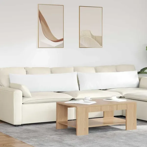 Coussins de canapé 2 pcs Blanc 145 x 40 cm tissu