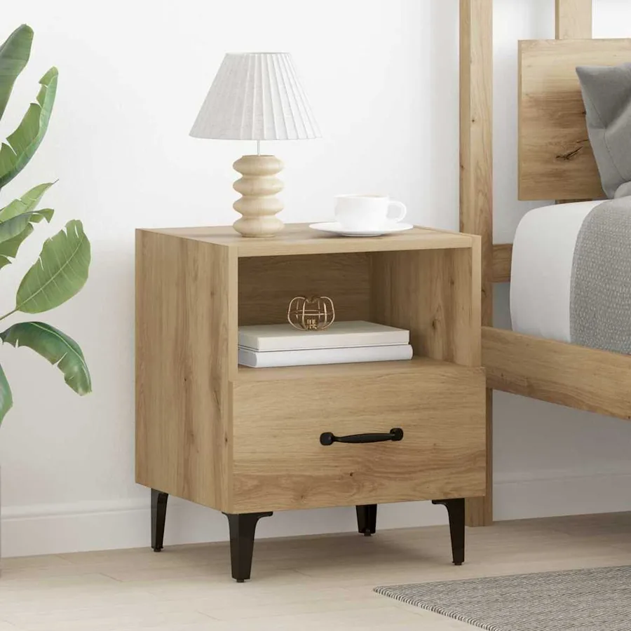 Cabinet de chevet 2 pc Chêne artisanal 40 x 35 x 47,5 cm